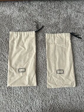 Gucci Beige Drawstring Pouch Pair with Logo